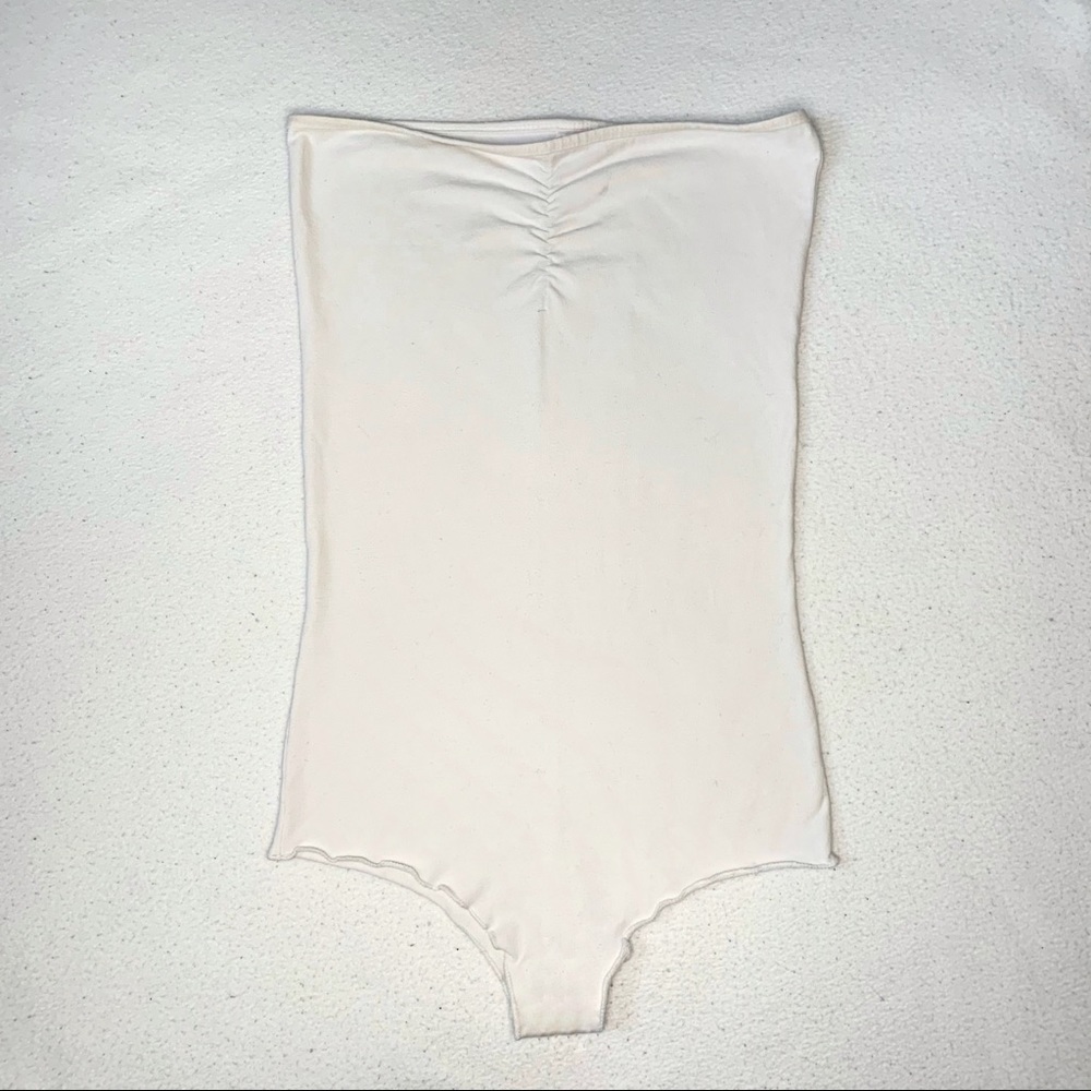 COPY - American Apparel Strapless Ruched White Bodysuit